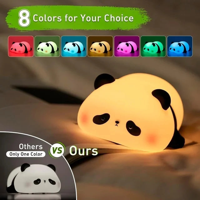 KavachCore Lying Panda Night Light – Soft Silicone Color-Changing LED Touch Lamp with Timer