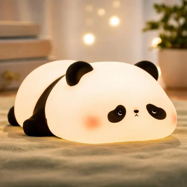KavachCore Lying Panda Night Light – Soft Silicone Color-Changing LED Touch Lamp with Timer