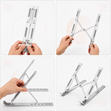 KavachCore Aluminum Laptop Stand for MacBook, Foldable Portable Laptop Riser for Laptop, Tablet & Mobile up to 15.6 Inch, Adjustable Ergonomic Stand - Silver
