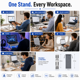 KavachCore Aluminum Laptop Stand for MacBook, Foldable Portable Laptop Riser for Laptop, Tablet & Mobile up to 15.6 Inch, Adjustable Ergonomic Stand - Silver