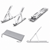 KavachCore Aluminum Laptop Stand for MacBook, Foldable Portable Laptop Riser for Laptop, Tablet & Mobile up to 15.6 Inch, Adjustable Ergonomic Stand - Silver