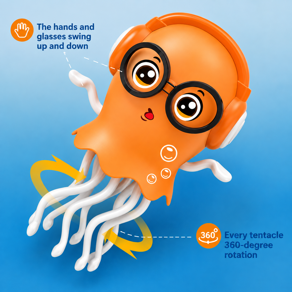 KavachCore Dancing Jellyfish Toy – Musical Automatic Moving Toy with LED Light, 360° Rotating Tentacles for Kids