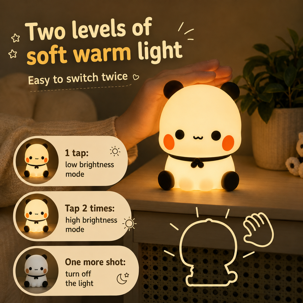 KavachCore Mini Baby Panda Night Light – Cute LED Lamp with Warm White Glow