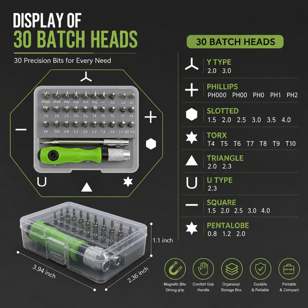 KavachCore 32-in-1 Precision Magnetic Screwdriver Set – Mini Repair & Disassembly Tool Kit