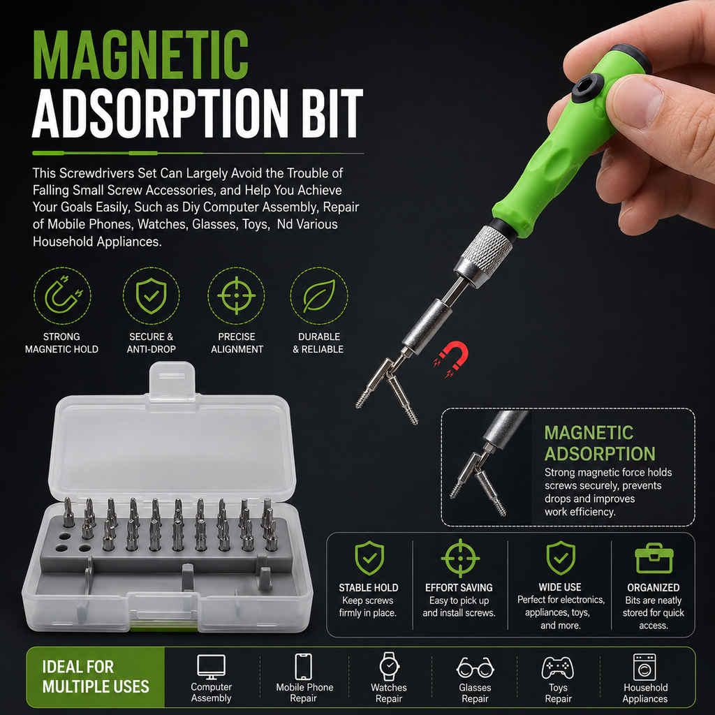 KavachCore 32-in-1 Precision Magnetic Screwdriver Set – Mini Repair & Disassembly Tool Kit