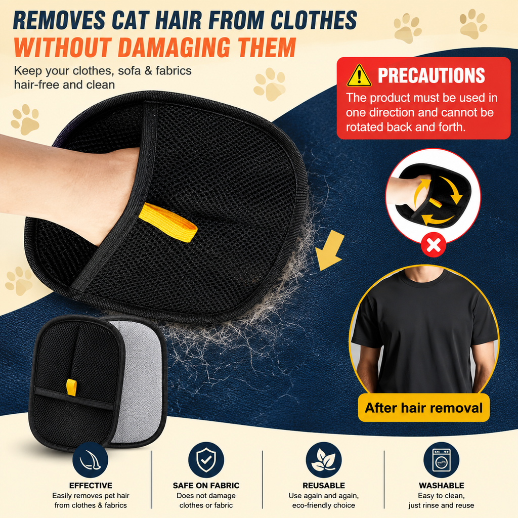 KavachCore Pet Hair Removal Glove for Cats & Dogs – 5-Finger Electrostatic Reusable Pet Hair Remover