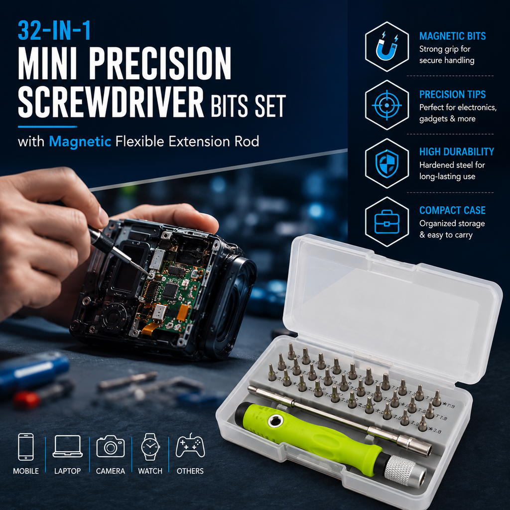 KavachCore 32-in-1 Precision Magnetic Screwdriver Set – Mini Repair & Disassembly Tool Kit