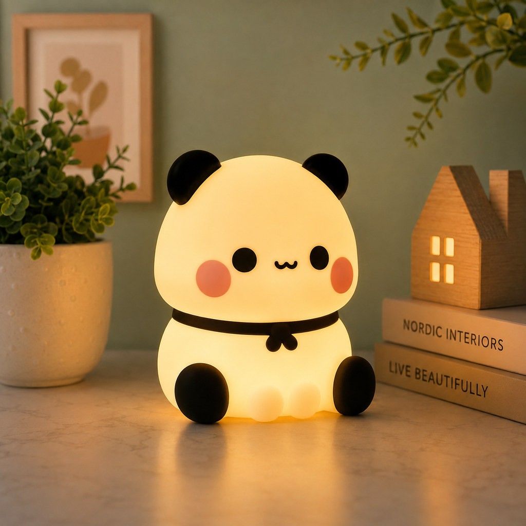 KavachCore Mini Baby Panda Night Light – Cute LED Lamp with Warm White Glow
