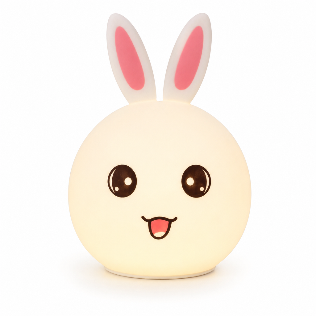 KavachCore Rabbit Silicone Night Lamp with Touch Control, Cute LED Bedside Lamp for Kids, Nursery & Bedroom