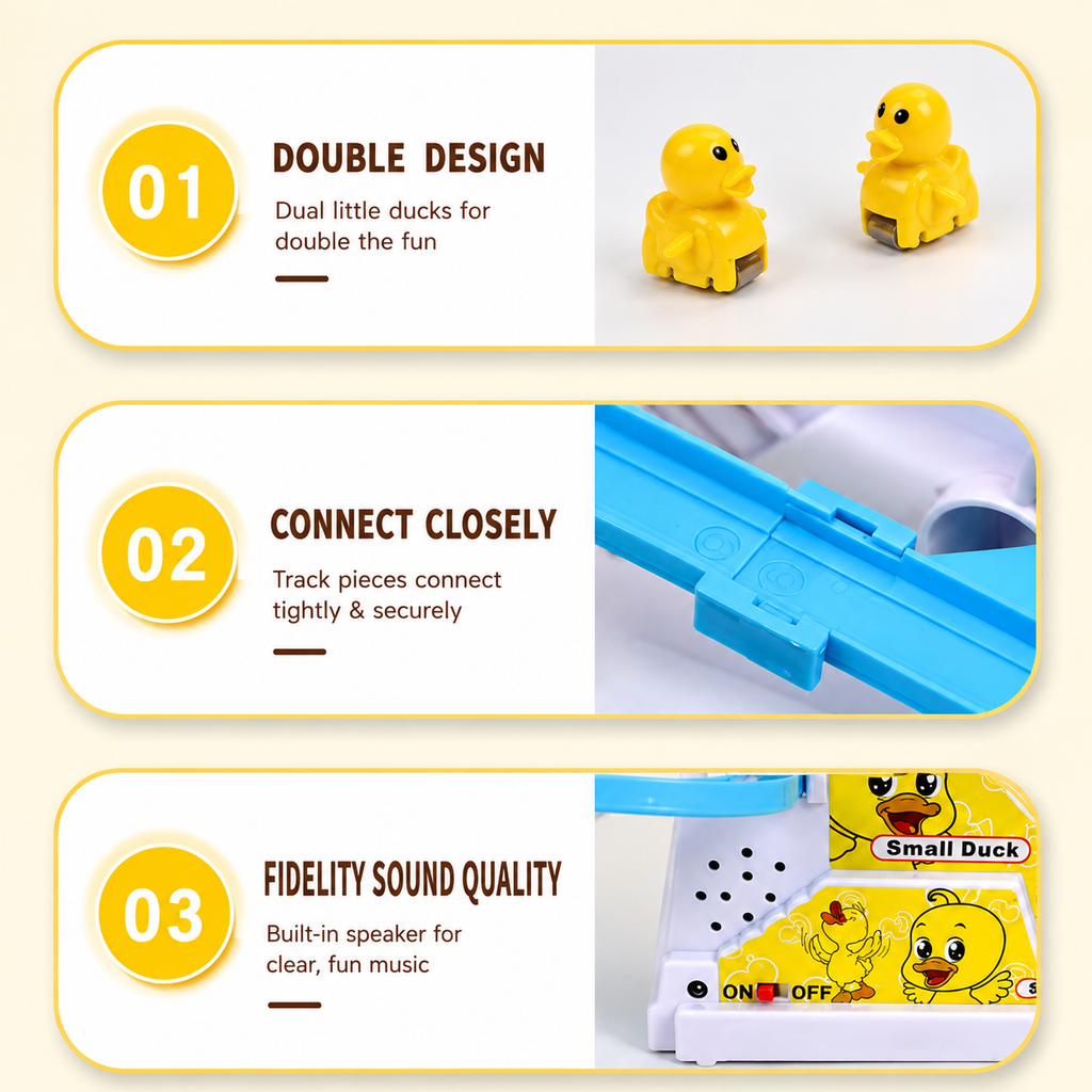 KavachCore 3-Piece Musical Duck Toy Set with Slide for Kids