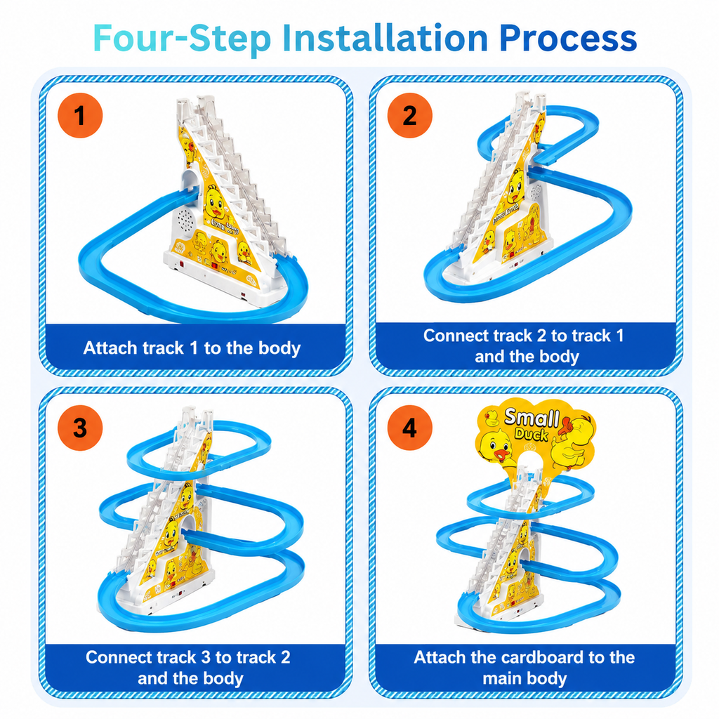 KavachCore 3-Piece Musical Duck Toy Set with Slide for Kids