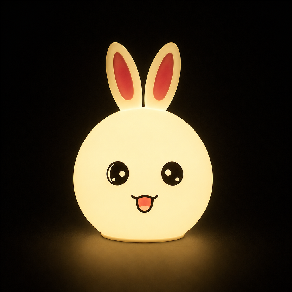 KavachCore Rabbit Silicone Night Lamp with Touch Control, Cute LED Bedside Lamp for Kids, Nursery & Bedroom