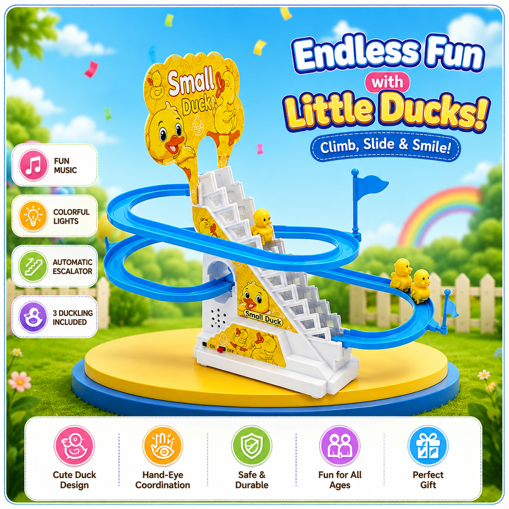 KavachCore 3-Piece Musical Duck Toy Set with Slide for Kids