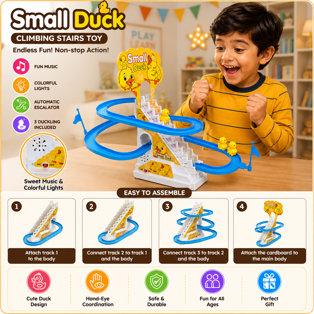 KavachCore 3-Piece Musical Duck Toy Set with Slide for Kids