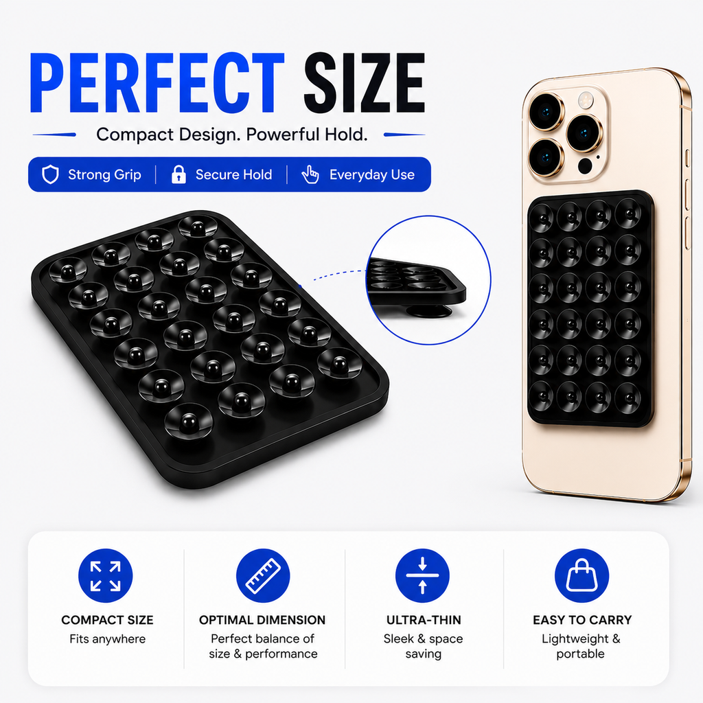 KavachCore Suction Phone Holder for Mirror, Glass & Smooth Surfaces – Hands-Free Mobile Phone Grip