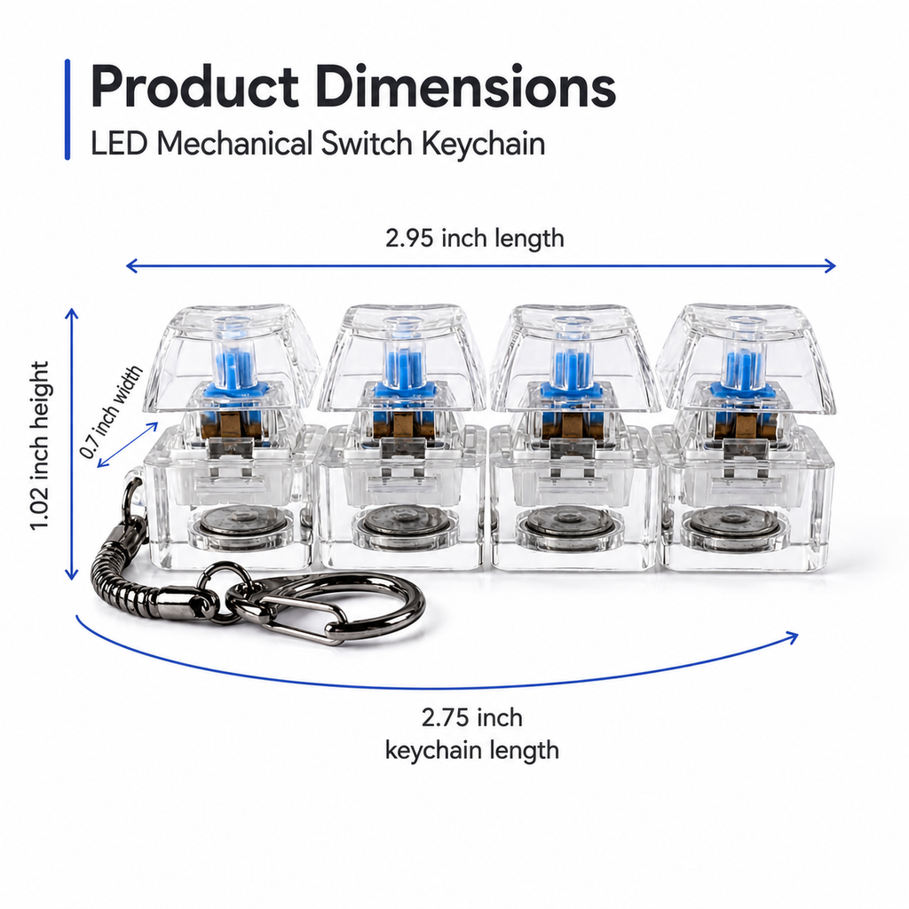 KavachCore 4-in-1 LED Keyboard Fidget Keychain – Mechanical Click Switch Stress Relief Toy