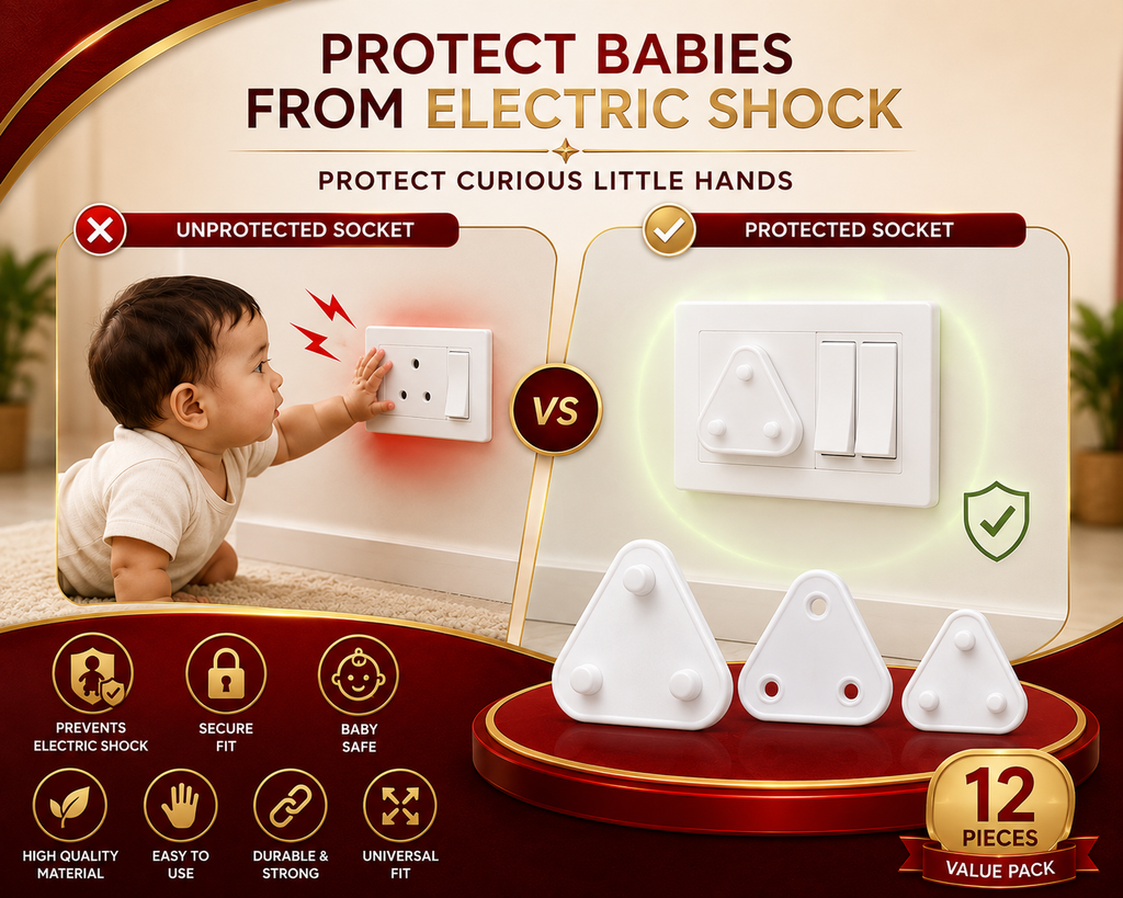 KavachCore Baby Safety Socket Plug Covers – 12 Pcs Child Safety Socket Protector