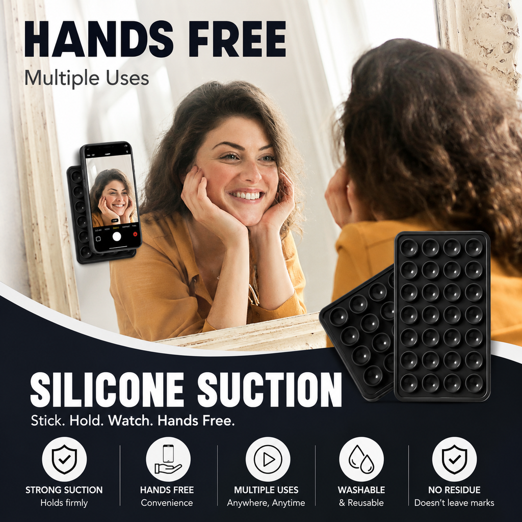 KavachCore Suction Phone Holder for Mirror, Glass & Smooth Surfaces – Hands-Free Mobile Phone Grip