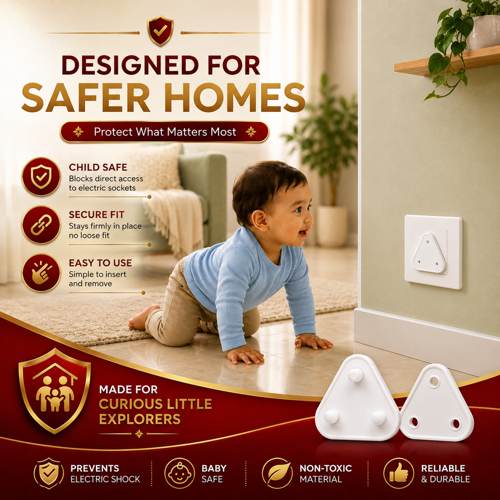 KavachCore Baby Safety Socket Plug Covers – 12 Pcs Child Safety Socket Protector